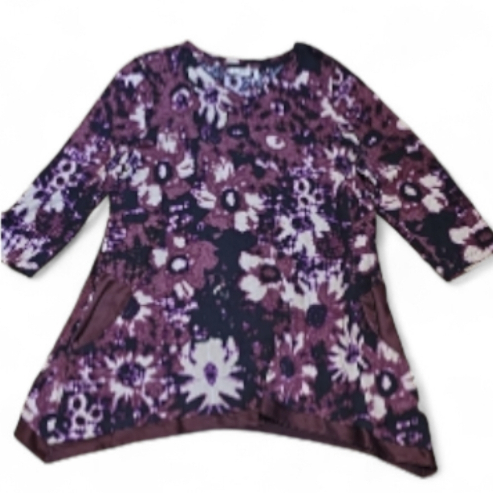 LOGO by Lori Goldstein Floral Abstract Tye Dye Tunic